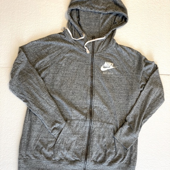 Nike Tops - Nike, Just Do It gray full zip hoodie sz XL